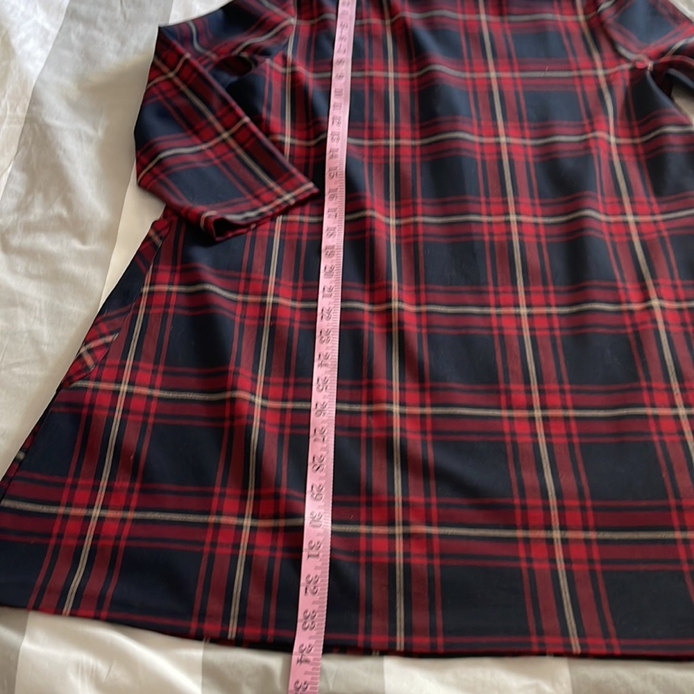 Zara plaid a-line dress with front pockets 3/4 sleeves exposed gold zipper - Picture 12 of 13